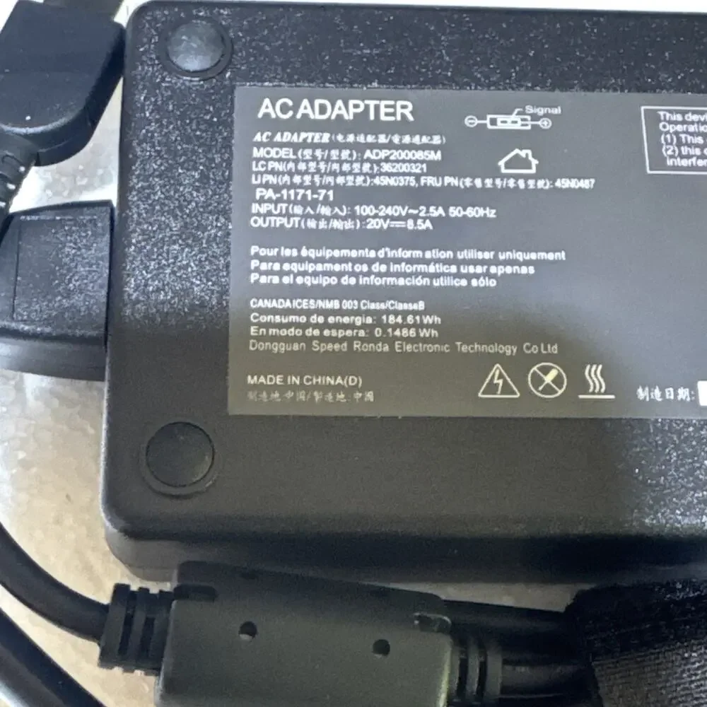 ADP200085M AC ADAPTER 20V 8.5A 170W Laptop Power Supply Charger